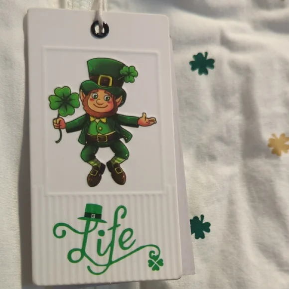 Denim & Flower White Hooded Jacket w/ Shamrock 🍀 Print  🍀💰🍀🌈💰 Men's Medium - Picture 2 of 15